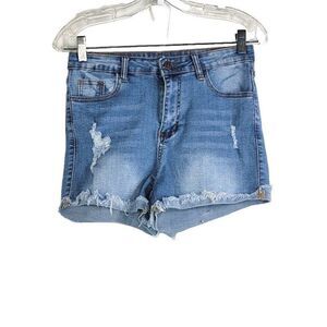 Wear Jeans Destressed Denim Shorts Women's Size Medium Cuffed Blue